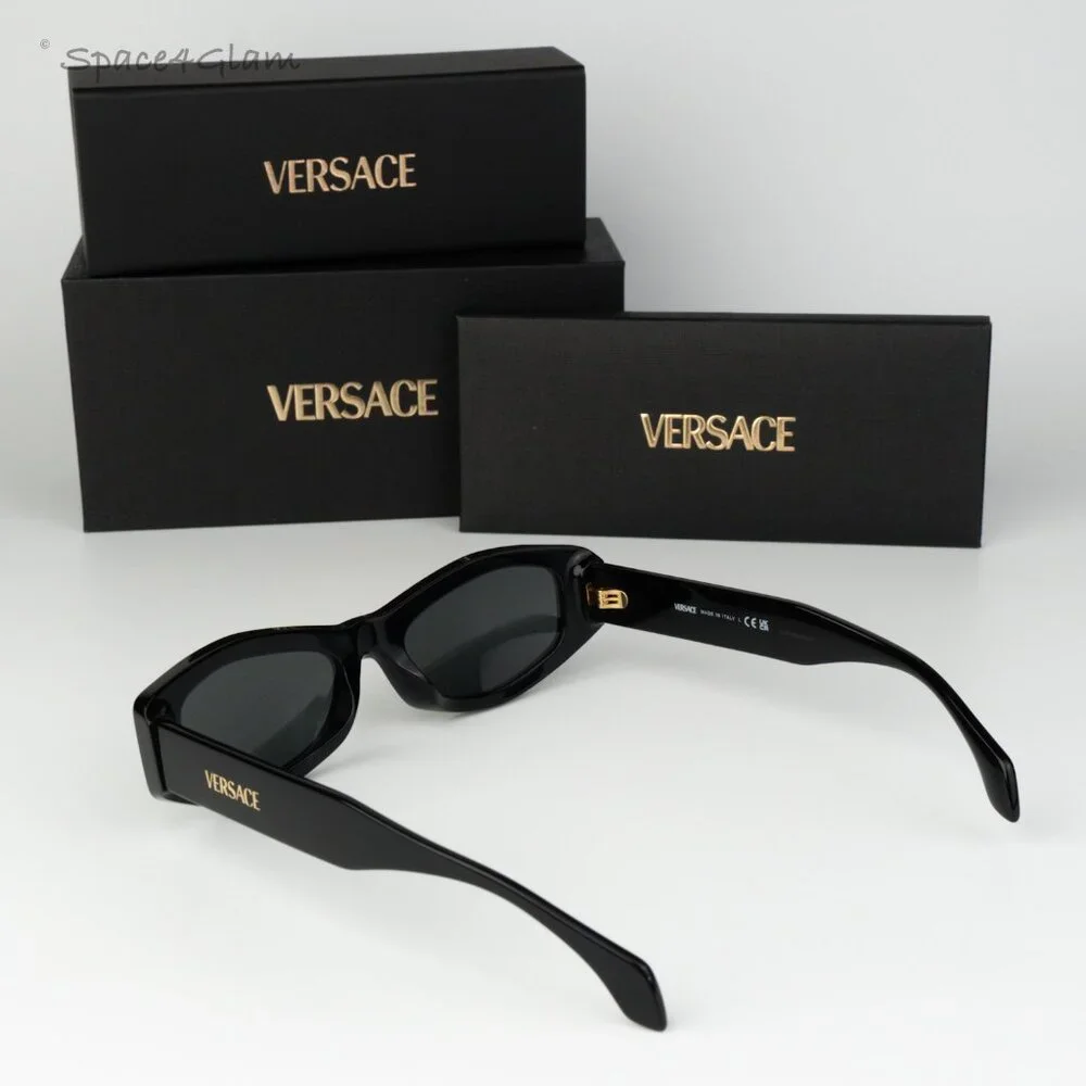 Versace Men Sunglasses Black Dark Grey Rectangle VE4487 GB1/87 NEW AUTHENTIC
